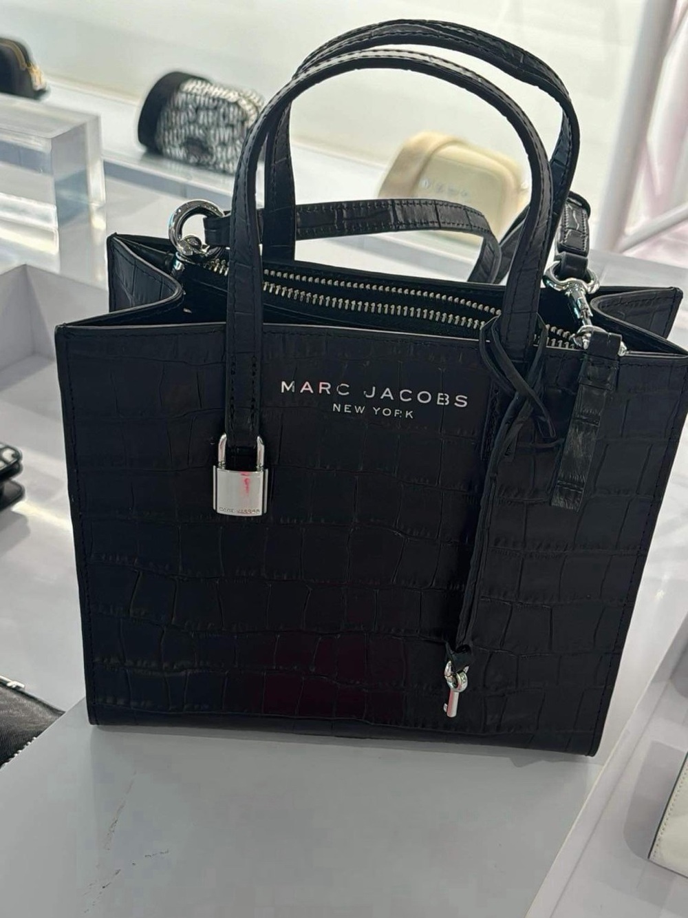 Marc Jacobs The Grind Croc-Embossed Leather Crossbody Tote Bag